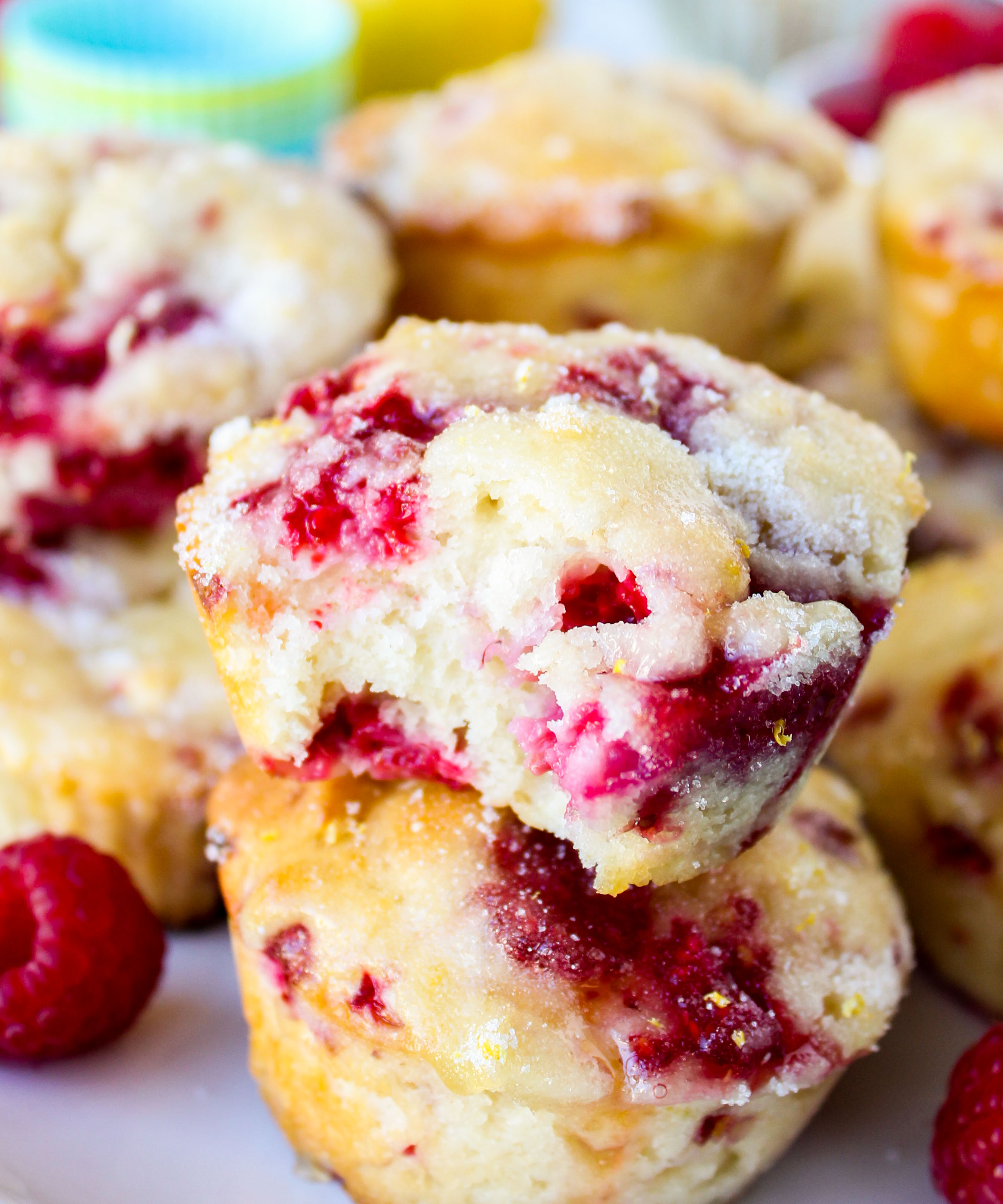 lemon raspberry muffins with yogurt