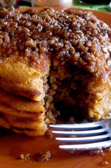 Pumpkin Cinnamon Streusel Pancakes from The Food Charlatan