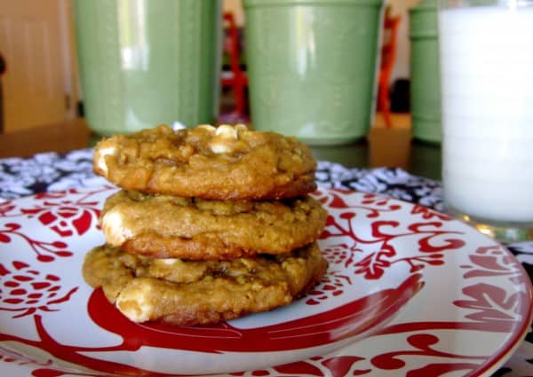 Pumpkin Oatmeal White Chocolate Chip Cookies