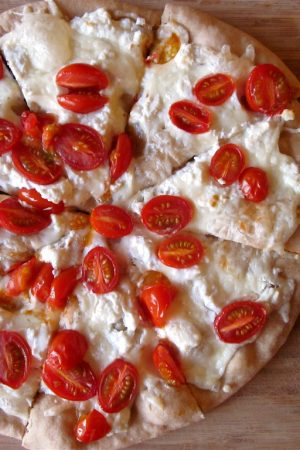 Cherry Tomato and Goat Cheese Pizza from TheFoodCharlatan.com