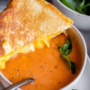 easy tomato soup with grilled cheese