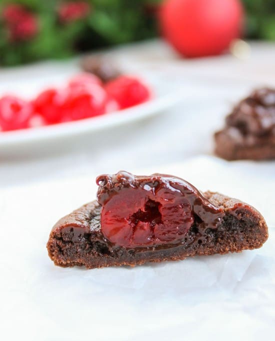 Cross-cut of buried cherry cookie