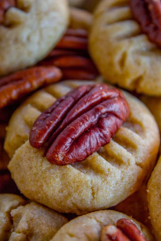 butter cookies with pecan halves pressed into the tops.