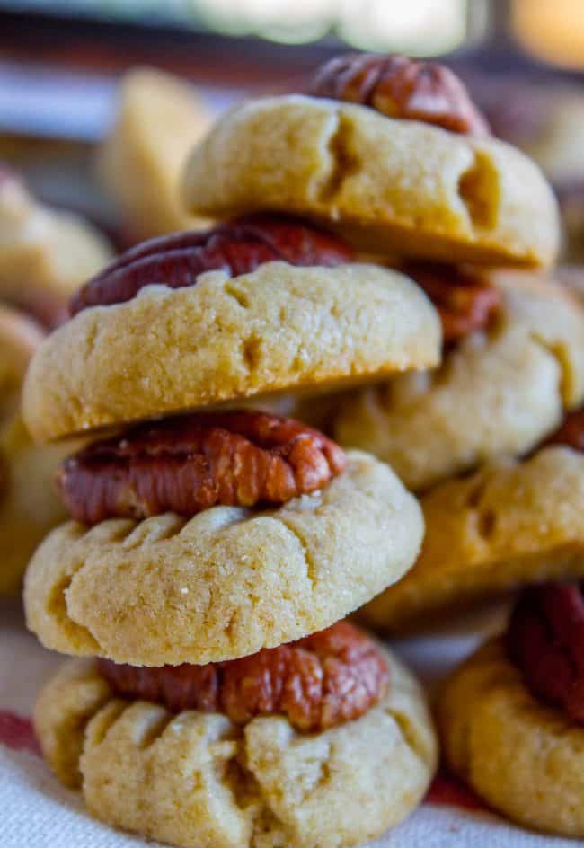 stacks of butter pecan cookies.