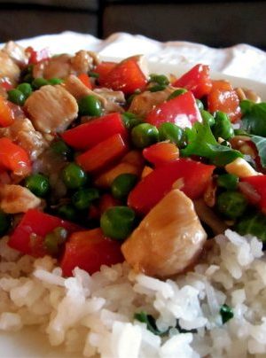 Kung Pao Chicken with Coconut Jasmine Rice from TheFoodCharlatan.com