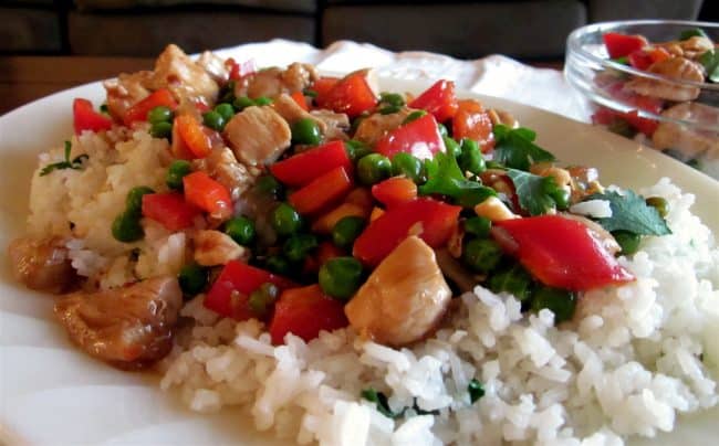 Kung Pao Chicken with Coconut Jasmine Rice from TheFoodCharlatan.com