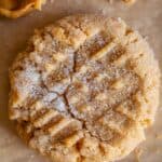 best peanut butter cookie recipe, shot from overhead with a crack down center