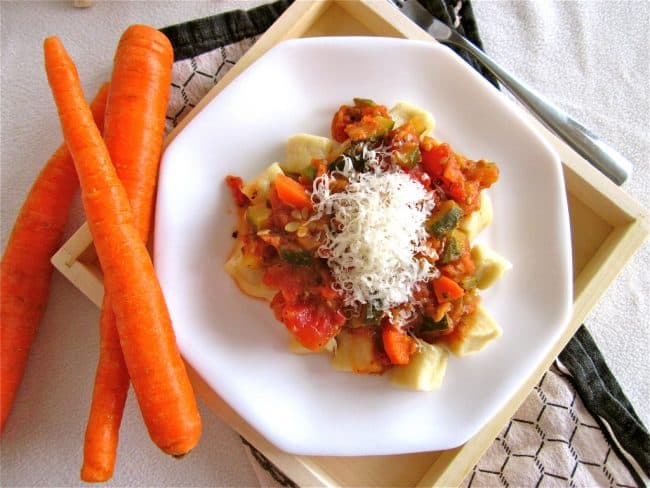 Gnocchi with Carrot and Zucchini Red Sauce from TheFoodCharlatan.com