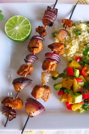 Chicken Kebabs with Nectarine Salsa from TheFoodCharlatan.com