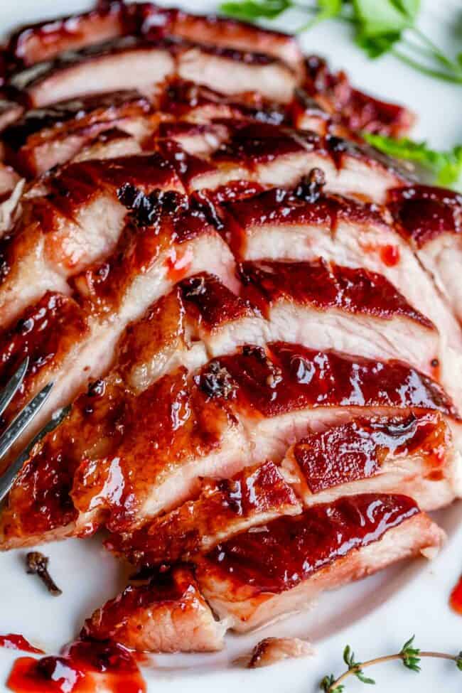 Baked Ham with Raspberry Chipotle Ham Glaze - The Food Charlatan