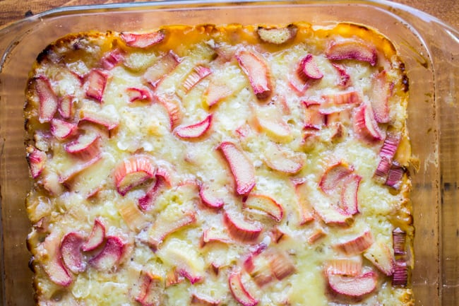 Rhubarb bars before meringue