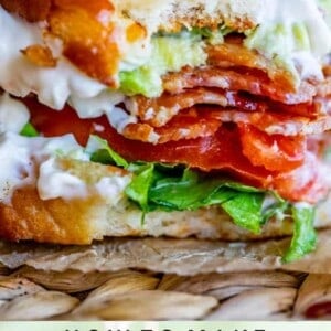 BLT sandwich with a bite taken out