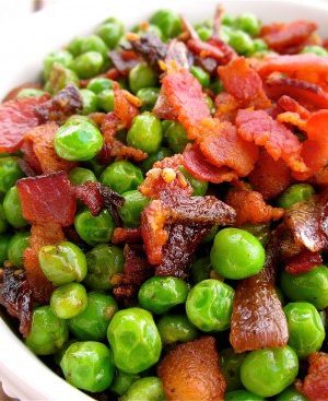 Peas with Bacon and Caramelized Onions from TheFoodCharlatan.com