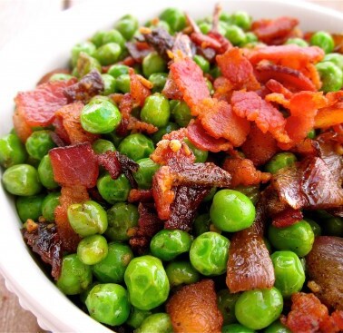 Peas with Bacon and Caramelized Onions from TheFoodCharlatan.com