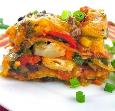 Stacked Roasted Vegetable Enchiladas from The Food Charlatan