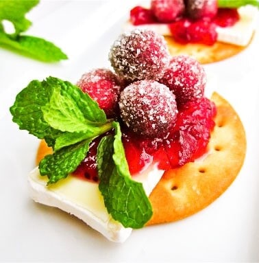 Sparkling Cranberry Brie Bites from The Food Charlatan