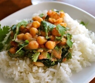 Chickpea Curry with Jasmine Rice (Vegetarian) from TheFoodCharlatan.com