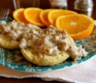 Cream Biscuits and Sausage Gravy from TheFoodCharlatan.com