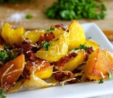 Oven Roasted Potatoes with Bacon and Parmesan from TheFoodCharlatan.com