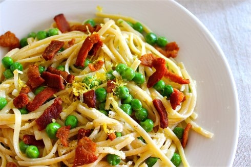 Creamy Lemon Bacon Pasta with Peas - 48