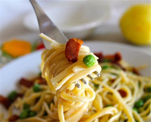 Creamy Lemon Bacon Pasta with Peas - 55