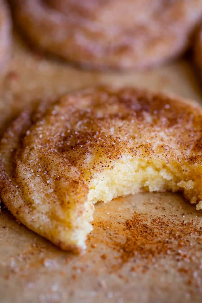 snickerdoodle cookie with a bite taken out.