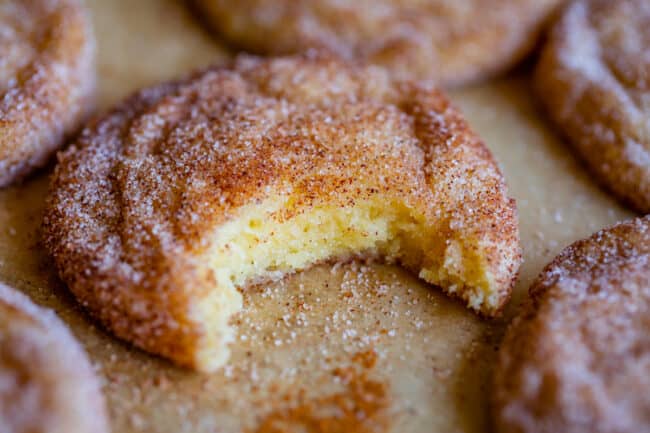 snickerdoodle cookie with a bite taken out.