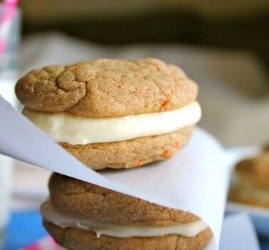Carrot Cake Cookie Sandwiches with Cream Cheese Frosting from TheFoodCharlatan.com