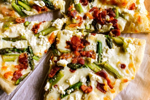 Asparagus, Bacon, and Feta Pizza