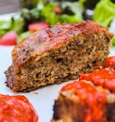 Turkey Meatloaf with ROasted Red Pepper Sauce from The Food Charlatan