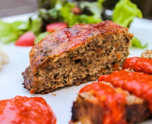 Turkey Meatloaf with ROasted Red Pepper Sauce from The Food Charlatan