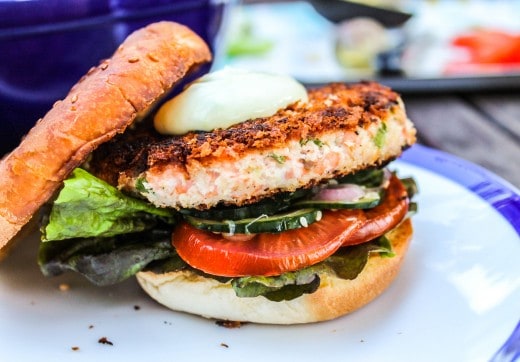 Salmon Burgers with Wasabi Mayo