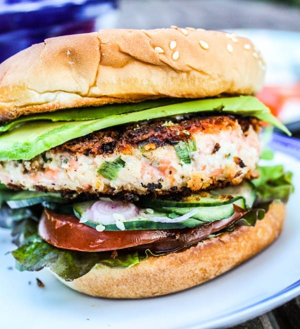 Asian Salmon Burgers with Wasabi Mayonnaise