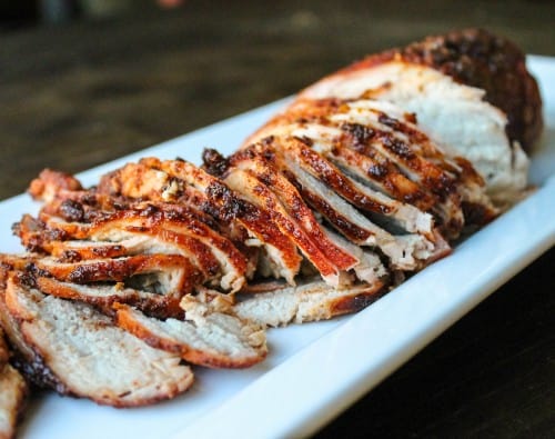 Sliced barbecue pork tenderloin
