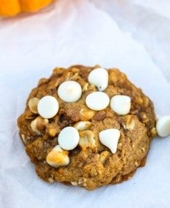 Pumpkin Oatmeal White Chocolate Chip Cookies - The Food Charlatan