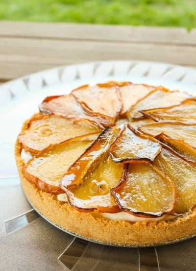 Maple Cheesecake with Roasted Pears