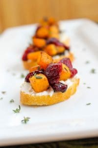 Butternut Squash, Cranberry, and Goat Cheese Crostini from TheFoodCharlatan.com
