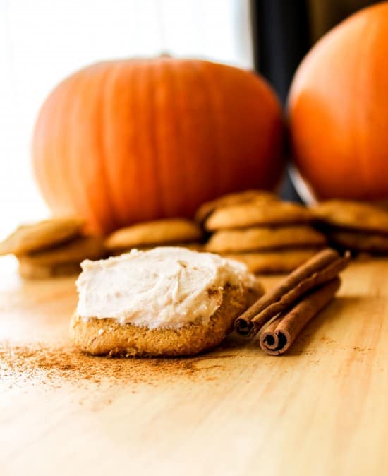 Pumpkin Cookies with Cream Cheese Frosting