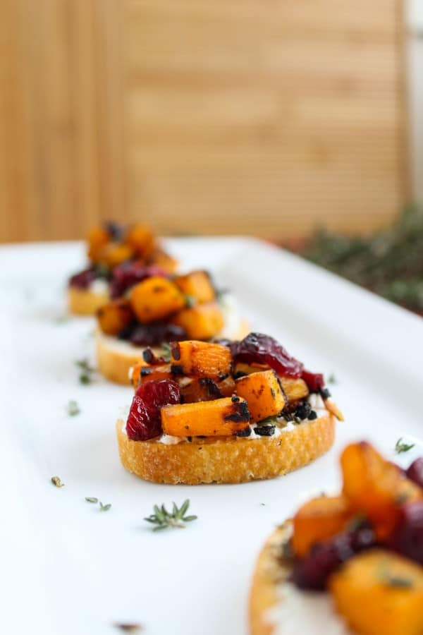 Butternut Squash, Cranberry, and Goat Cheese Crostini