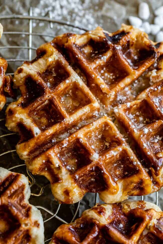 liege waffles on a cooling rack.