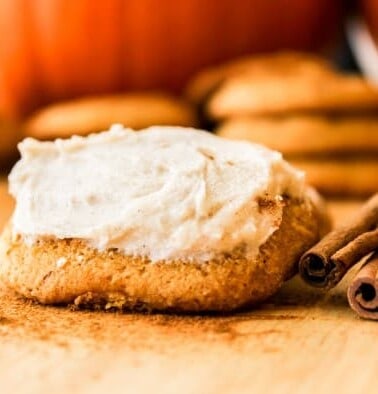 Pumpkin Cookies with Cinnamon Cream Cheese Frosting from The Food Charlatan