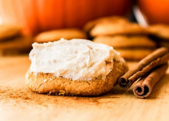 Pumpkin Cookies with Cinnamon Cream Cheese Frosting from The Food Charlatan