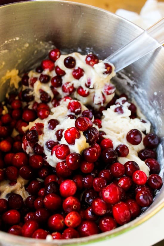 Cranberry Cake with Warm Vanilla Butter Sauce