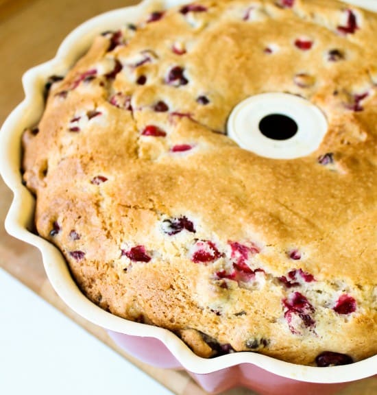 Cranberry Cake with Warm Vanilla Butter Sauce