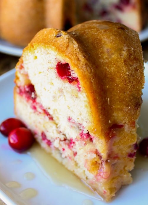 Cranberry Cake with Warm Vanilla Butter Sauce