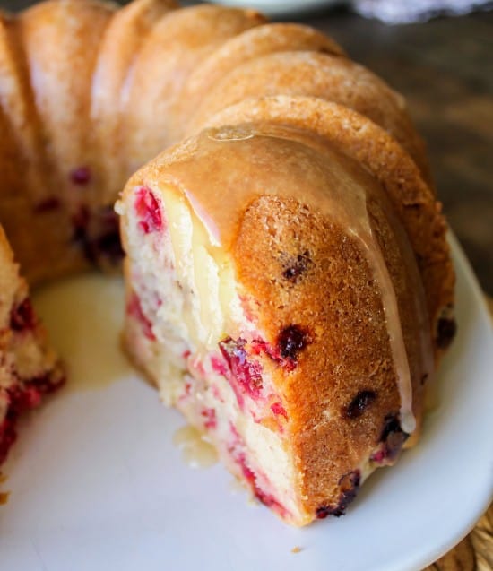 Cranberry Cake with Warm Vanilla Butter Sauce