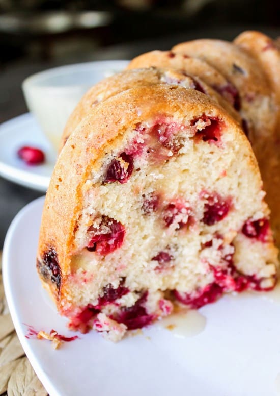 Cranberry Cake with Warm Vanilla Butter Sauce