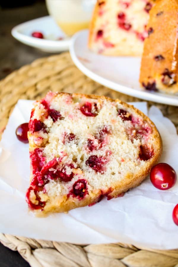 Cranberry Cake with Warm Vanilla Butter Sauce