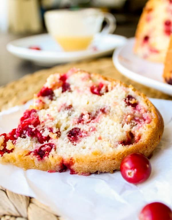 Cranberry Cake with Warm Vanilla Butter Sauce from TheFoodCharlatan.com