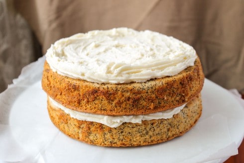 Spiced Poppyseed Cake with Almond Buttercream Frosting